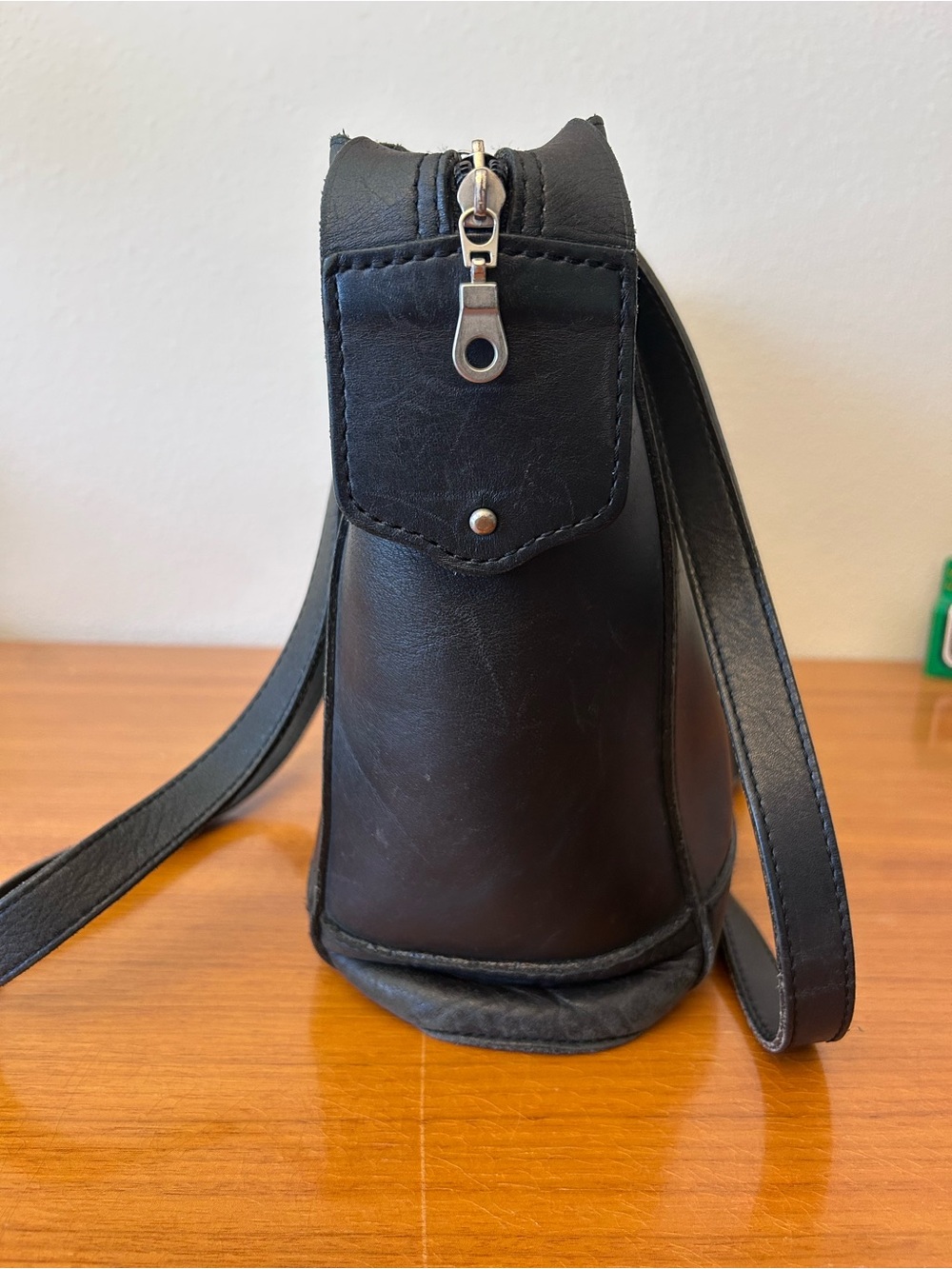 Michael Green Scandia Bag USA Black Leather Tote Bag with Double Shoulder Straps - Picture 4 of 16